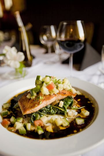 Grilled fish with salad